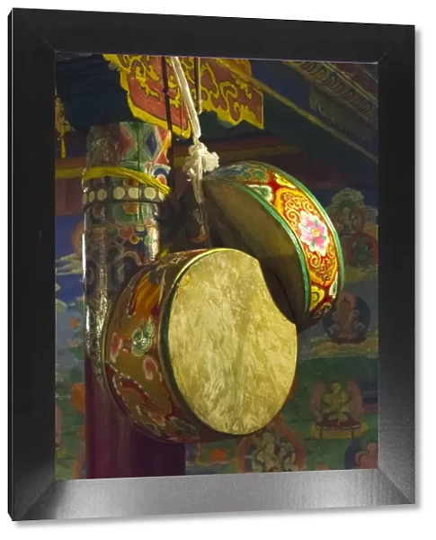 Drum inside Tagong Monastery, Tagong, western Sichuan, China