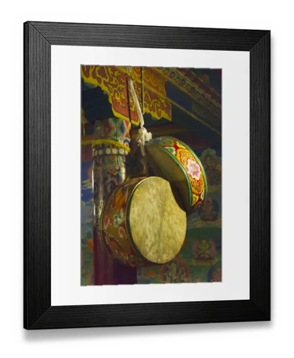 Framed Print : Drum inside Tagong Monastery, Tagong, western Sichuan, China