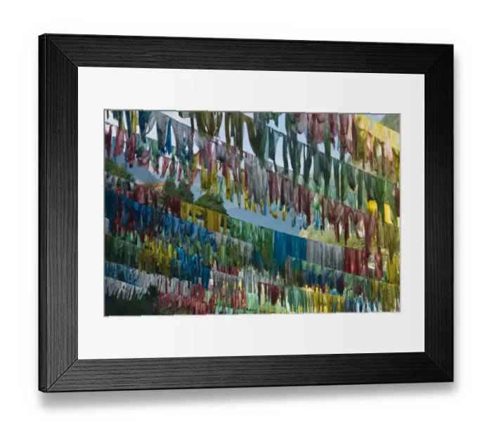 Framed Print : Prayer flags in the valley, Ngawa Tibetan and Qiang Autonomous Prefecture, western Sichuan