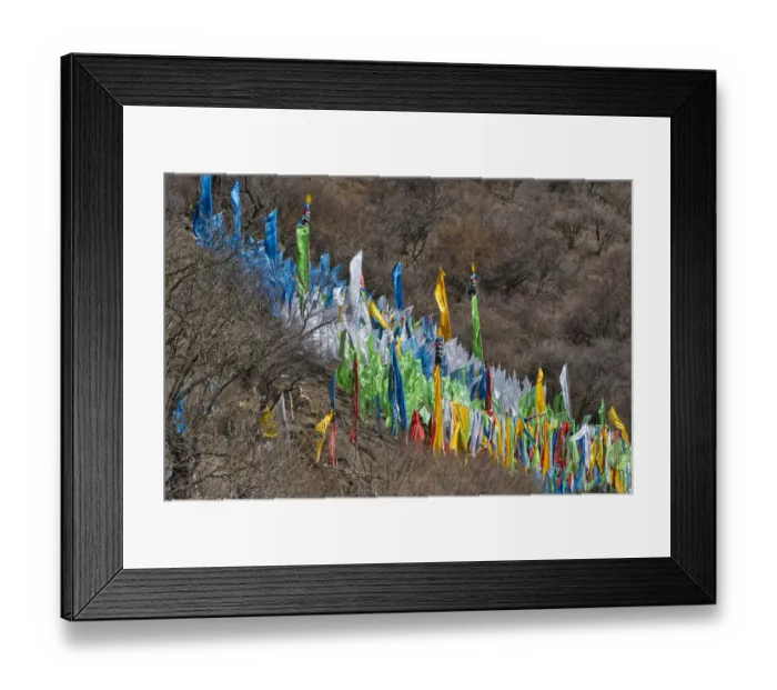 Framed Print : Tibetan prayer flags on mountain slope, Jinchuan, Sichuan Province, China