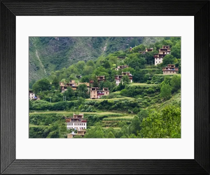 Framed Print : Tibetan houses in the mountain, Zhonglu Village, Danba County, Garze Tibetan Autonomous Prefecture Framed Print : Tibetan houses in the mountain, Zhonglu Village, Danba County, Garze Tibetan Autonomous Prefecture
