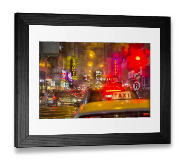 Framed Print : Night street scene, Kowloon, Hong Kong, China Framed Print : Night street scene, Kowloon, Hong Kong, China