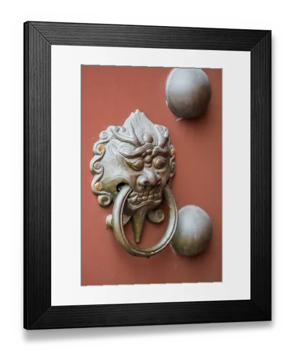 Framed Print : Door knocker at Che Kung Temple, Tai Wai, Hong Kong, China Framed Print : Door knocker at Che Kung Temple, Tai Wai, Hong Kong, China