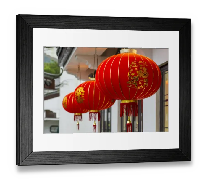 Framed Print : Chinese lanterns at the Big Buddha and Po Lin Monastery, Lantau Island, Hong Kong, China