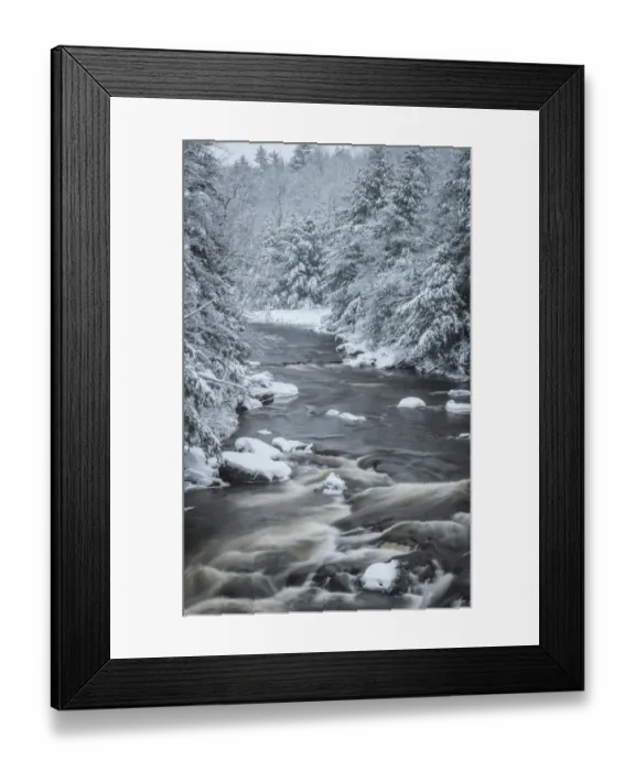 Framed Print : USA, West Virginia, Blackwater Falls State Park. Forest and stream in winter. Credit as