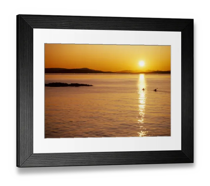 Framed Print : Kayakers at sunset, San Juan Island, Washington State, USA