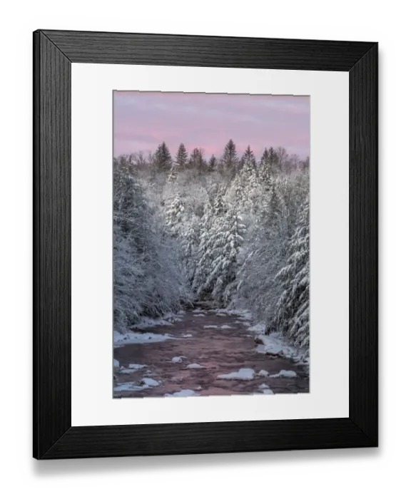 Framed Print : USA, West Virginia, Blackwater Falls State Park. Forest and stream in winter. Credit as Framed Print : USA, West Virginia, Blackwater Falls State Park. Forest and stream in winter. Credit as