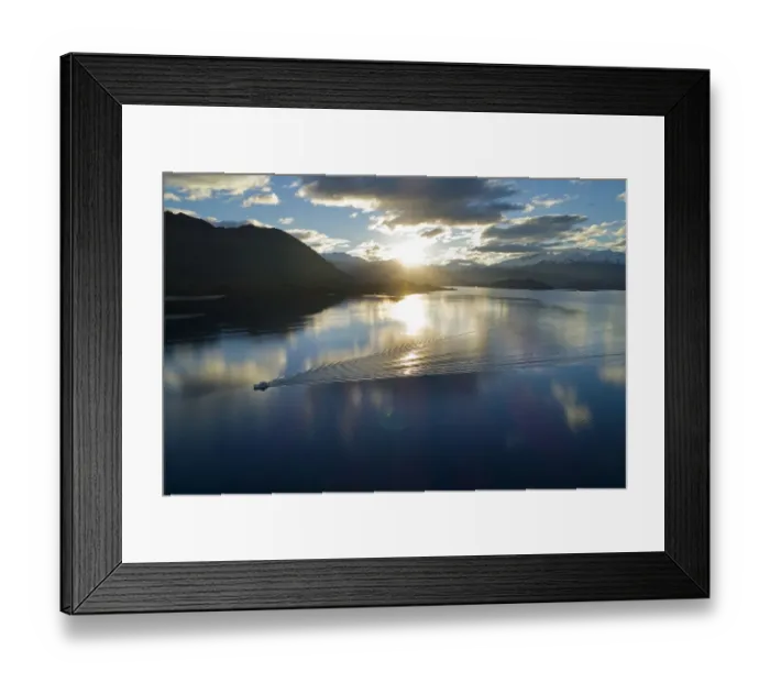 Framed Print : Boat crossing Lake Wanaka, Otago, South Island, New Zealand Framed Print : Boat crossing Lake Wanaka, Otago, South Island, New Zealand