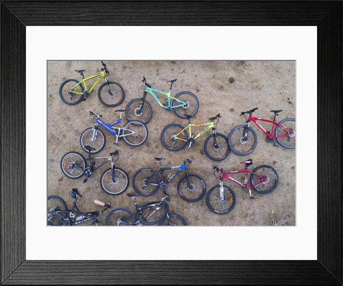 Framed Print : Mountain bikes, Central Otago, South Island, New Zealand Framed Print : Mountain bikes, Central Otago, South Island, New Zealand