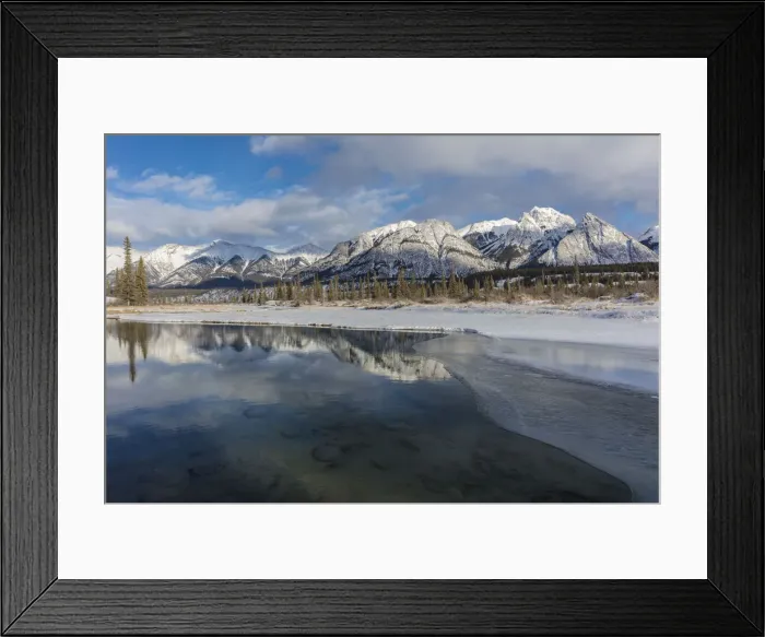 Framed Print : Mountains reflect in pool from the North Saskatchewan River near Nordegg, Alberta, Canada Framed Print : Mountains reflect in pool from the North Saskatchewan River near Nordegg, Alberta, Canada