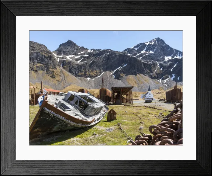 Framed Print : Grytviken Whaling Station, open to visitors, but most walls and roofs of the factory Framed Print : Grytviken Whaling Station, open to visitors, but most walls and roofs of the factory