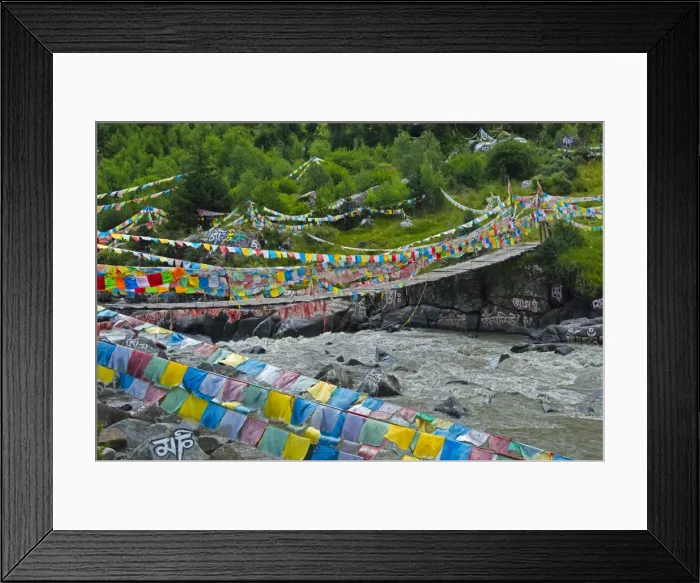 Framed Print : Praying flags across the river, Tagong, western Sichuan, China