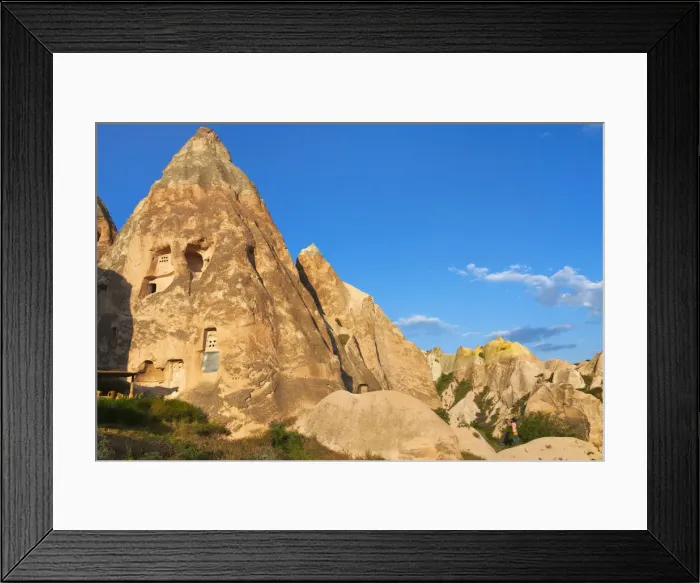 Framed Print : Tourist watching rock formations in the valley, Goreme, Cappadocia, Turkey (UNESCO Framed Print : Tourist watching rock formations in the valley, Goreme, Cappadocia, Turkey (UNESCO