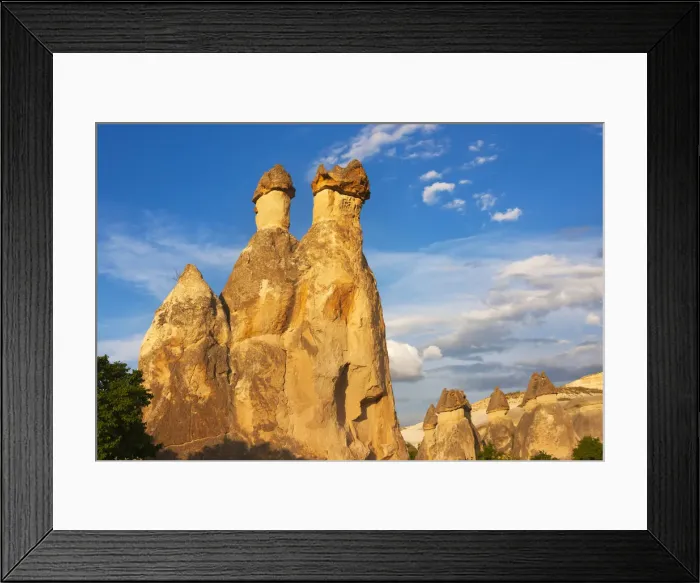 Framed Print : Fairy chimney rock formation in Goreme at sunset, Cappadocia (UNESCO World Heritage Site)