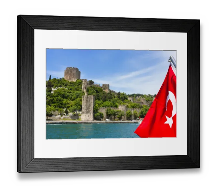 Framed Print : Rumeli Castle and national flag, Istanbul, Turkey Framed Print : Rumeli Castle and national flag, Istanbul, Turkey