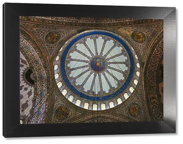 Ceiling inside Blue Mosque, Istanbul, Turkey