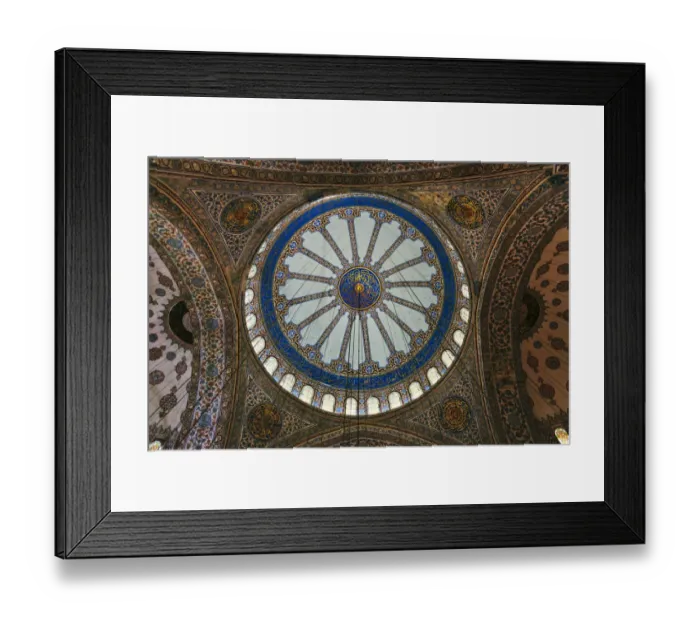 Framed Print : Ceiling inside Blue Mosque, Istanbul, Turkey