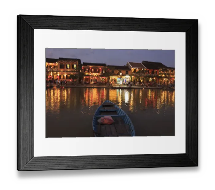 Framed Print : Wooden boats moored on the Thu Bon River opposite Bach Dang Street in the old town of Hoi An Framed Print : Wooden boats moored on the Thu Bon River opposite Bach Dang Street in the old town of Hoi An
