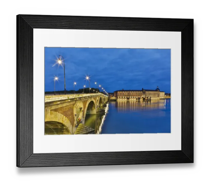 Framed Print : France, Toulouse. View of Pont Neuf and the Garonne River at sunset Framed Print : France, Toulouse. View of Pont Neuf and the Garonne River at sunset