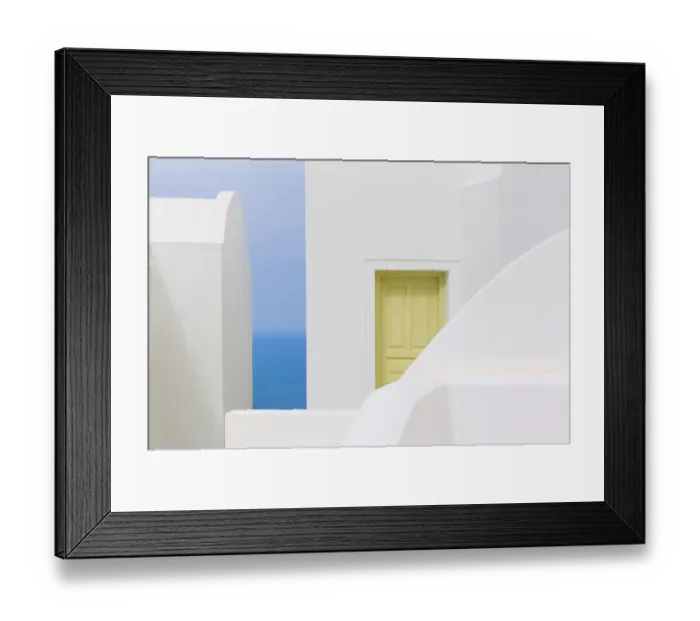Framed Print : Europe, Greece, Imerovigli. White building shapes and door