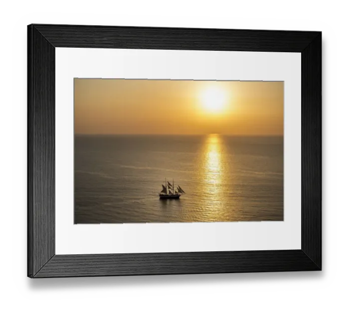 Framed Print : Europe, Greece, Santorini, Cyclades. Sailboat on ocean at sunset Framed Print : Europe, Greece, Santorini, Cyclades. Sailboat on ocean at sunset