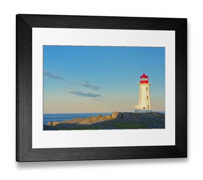 Framed Print : Canada, Nova Scotia. Peggys Cove Lighthouse at dawn Framed Print : Canada, Nova Scotia. Peggys Cove Lighthouse at dawn