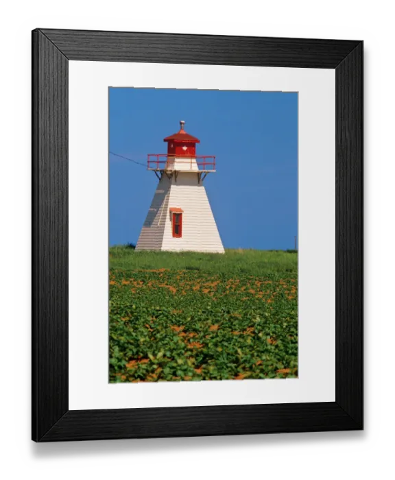 Framed Print : Canada, Prince Edward Island, Darnley. Lighthouse and potato crop Framed Print : Canada, Prince Edward Island, Darnley. Lighthouse and potato crop