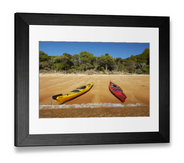 Framed Print : Kayaks and campsite, Te Pukatea Bay, Abel Tasman National Park, Nelson Region, South Island Framed Print : Kayaks and campsite, Te Pukatea Bay, Abel Tasman National Park, Nelson Region, South Island