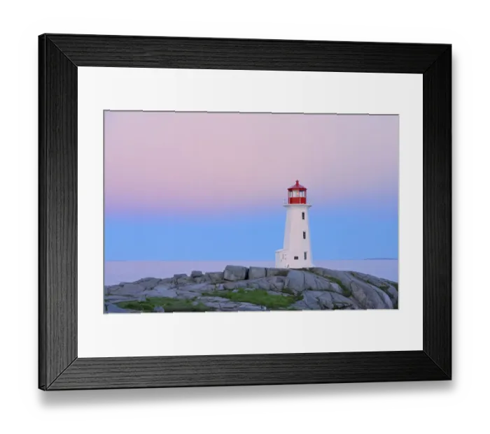 Framed Print : Canada, Nova Scotia. Peggys Cove Lighthouse at dawn Framed Print : Canada, Nova Scotia. Peggys Cove Lighthouse at dawn