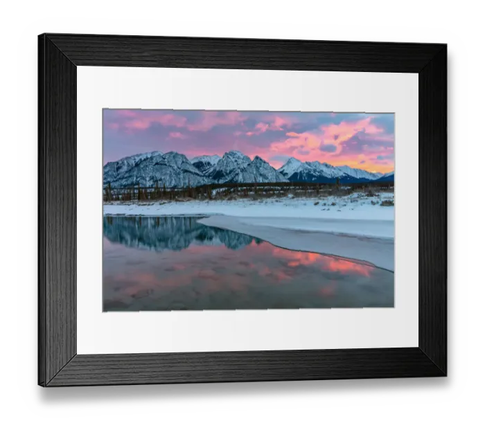 Framed Print : Mountains reflecting in pool from the North Saskatchewan River near Nordegg, Alberta Framed Print : Mountains reflecting in pool from the North Saskatchewan River near Nordegg, Alberta