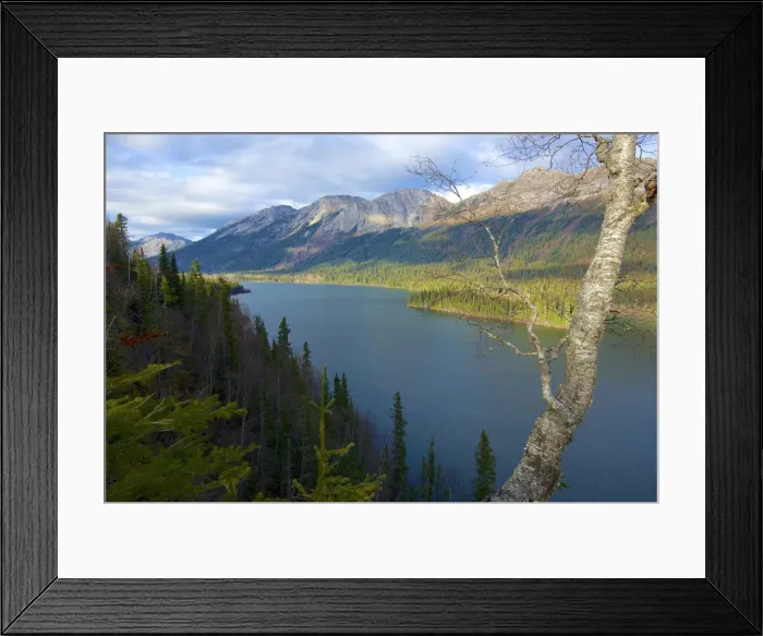 Framed Print : Azouzetta Lake and the Murray Range in Pine Pass on Highway 97, the Hart Highway