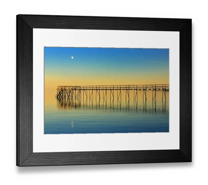 Framed Print : Canada, Manitoba, Winnipeg. Pier on Lake Winnipeg with rising moon Framed Print : Canada, Manitoba, Winnipeg. Pier on Lake Winnipeg with rising moon