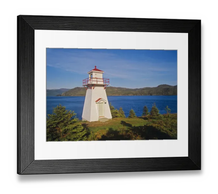 Framed Print : Canada, Newfoundland, Gros Morne National Park. Woody Point Lighthouse. Credit as