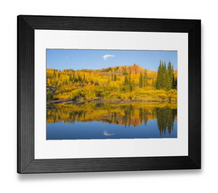 Framed Print : USA, Wyoming, Sublette County. The Red Cliffs in the Wyoming Range mountains is reflected