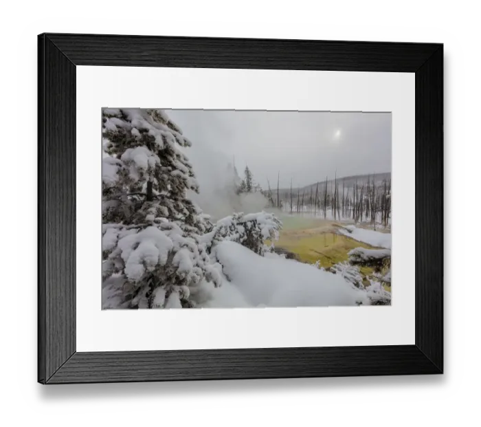 Framed Print : Cistern Spring in the Norris Geyser Basin in winter in Yellowstone National Park Framed Print : Cistern Spring in the Norris Geyser Basin in winter in Yellowstone National Park