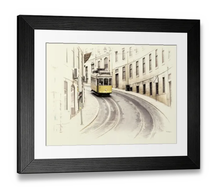 Framed Print : Portugal, Lisbon. View of yellow tramway Framed Print : Portugal, Lisbon. View of yellow tramway