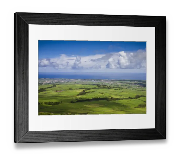 Framed Print : Portugal, Azores, Terceira Island, Serra do Cume towards Praia da Vitoria Framed Print : Portugal, Azores, Terceira Island, Serra do Cume towards Praia da Vitoria