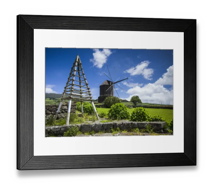 Framed Print : Portugal, Azores, Terceira Island, Doze Ribeiras. Traditional Azorean windmill Framed Print : Portugal, Azores, Terceira Island, Doze Ribeiras. Traditional Azorean windmill