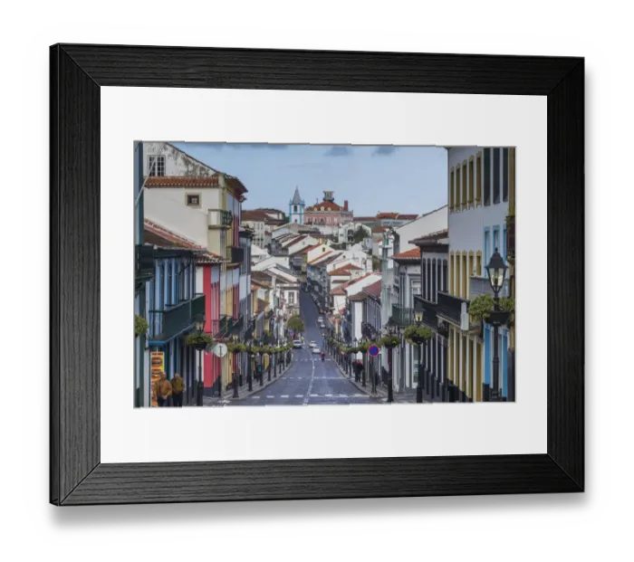 Framed Print : Portugal, Azores, Terceira Island, Angra do Heroismo. Rua da Se street Framed Print : Portugal, Azores, Terceira Island, Angra do Heroismo. Rua da Se street