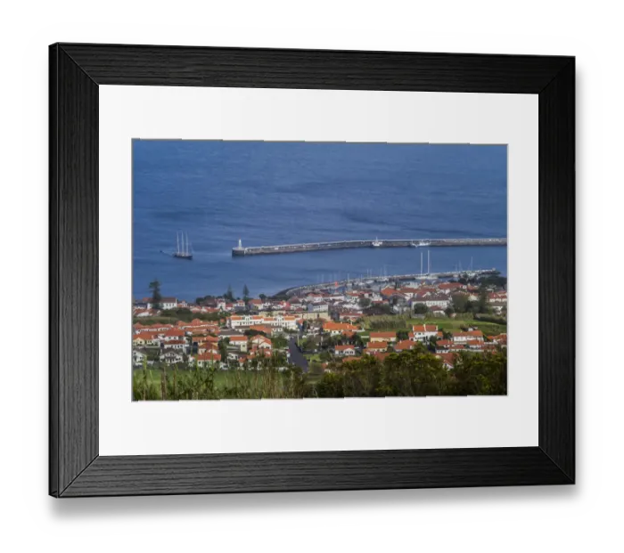 Framed Print : Portugal, Azores, Faial Island, Horta. Elevated town view from Monte Carneiro Framed Print : Portugal, Azores, Faial Island, Horta. Elevated town view from Monte Carneiro