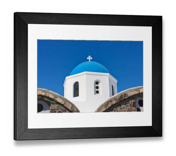 Framed Print : Church on the coast of Aegean Sea. Oia, Santorini Island, Greece Framed Print : Church on the coast of Aegean Sea. Oia, Santorini Island, Greece