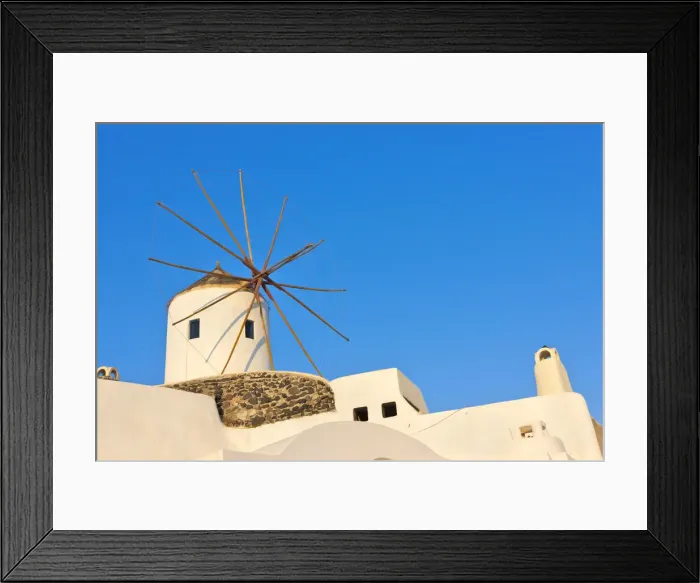 Framed Print : Windmill on the coast of Aegean Sea. Oia, Santorini Island, Greece Framed Print : Windmill on the coast of Aegean Sea. Oia, Santorini Island, Greece