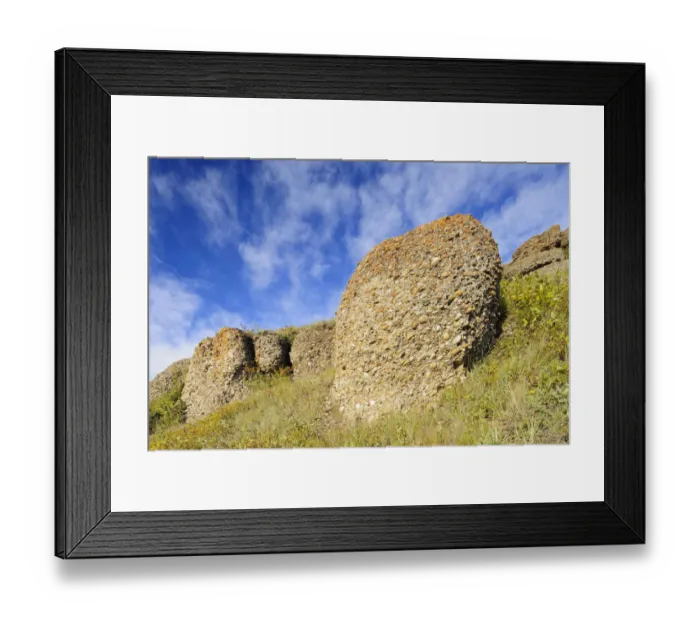 Framed Print : Canada, Saskatchewan, Cypress Hills Provincial Park. Conglomerate rocks on cliff Framed Print : Canada, Saskatchewan, Cypress Hills Provincial Park. Conglomerate rocks on cliff