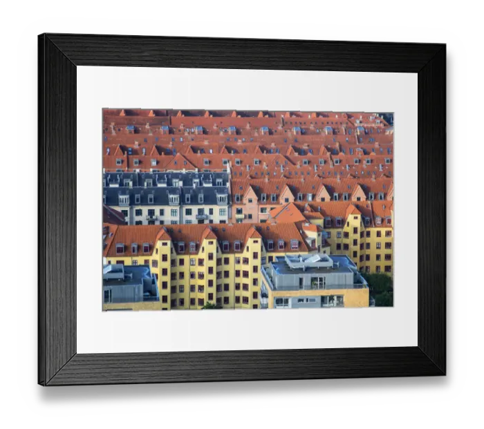 Framed Print : Overlooking the rooftops of Copenhagen