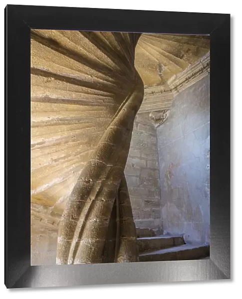 Europe, France, Provence, Lourmarin. Stairwell in Chateau de Lourmarin. Credit as