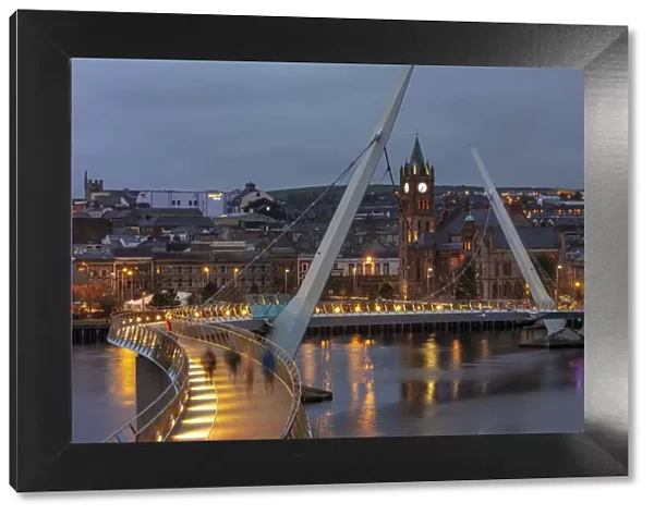 The Peace Bridge over the River Foyle in Londonderry, Northern Ireland