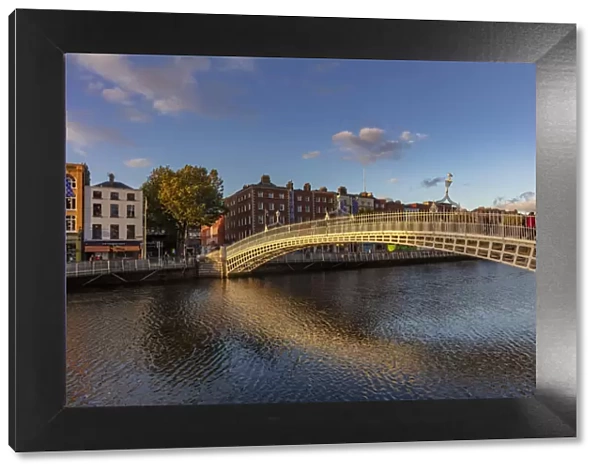 Historic Ha penny walking bridge over the River Liffey in Dublin, Ireland