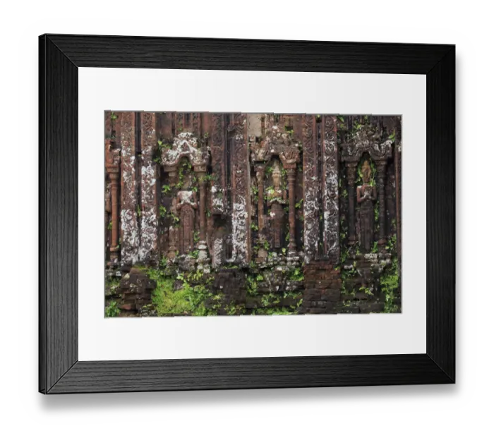 Framed Print : Encroaching moss and Hindu statues at My Son Sanctuary, Quang Nam Province, Vietnam Framed Print : Encroaching moss and Hindu statues at My Son Sanctuary, Quang Nam Province, Vietnam