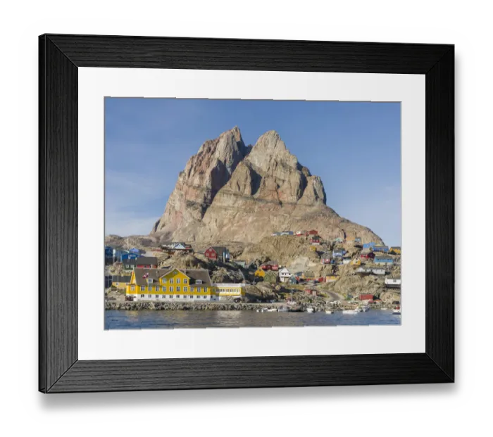 Framed Print : Small town of Uummannaq in northwest Greenland, Denmark Framed Print : Small town of Uummannaq in northwest Greenland, Denmark