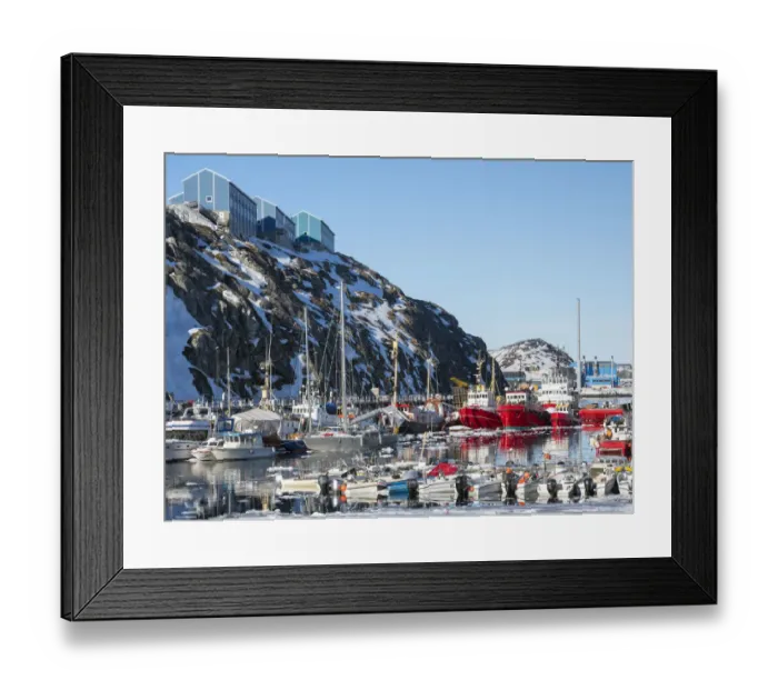 Framed Print : Nuuk Harbour. Nuuk, capital of Greenland. (Editorial Use Only)